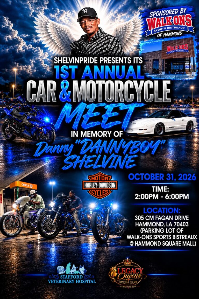 Shelvinpride Car & Motorcycle Meet In Memory Of Danny “Danny4Boy” Shelvine car show in Hammond, LA