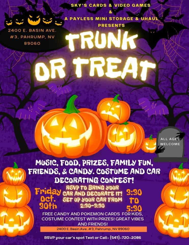 Sky’s Cards & Video Games Trunk Or Treat car show in Pahrump, NV