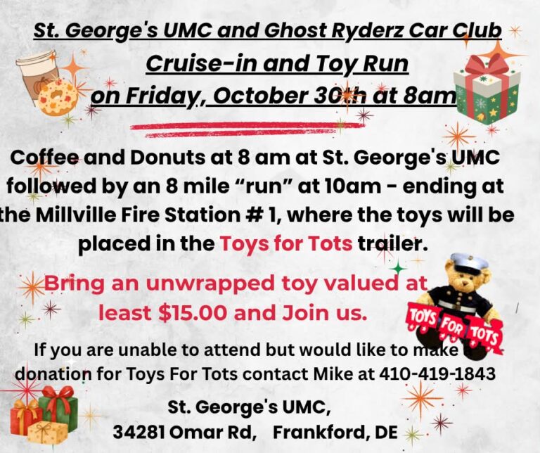 St. George’s Umc And Ghost Ryderz Car Club Cruise-In And Toy Run car show in Frankford, DE