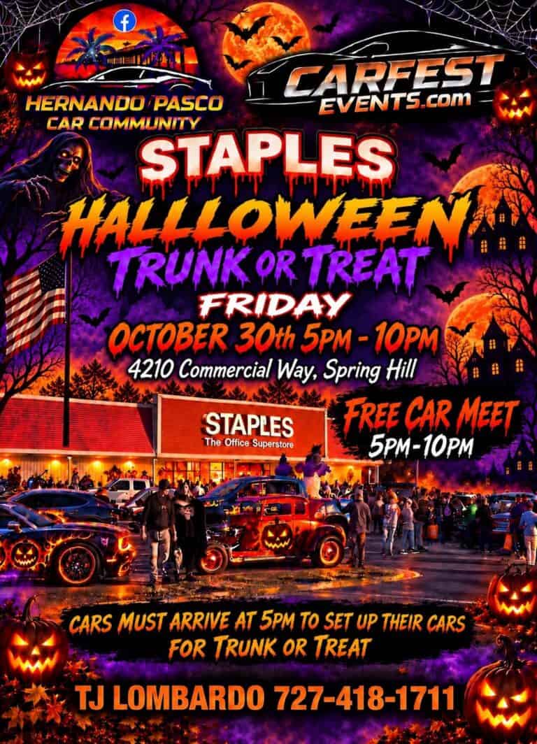 Staples Halloween Trunk or Treat car show in Spring Hill, FL