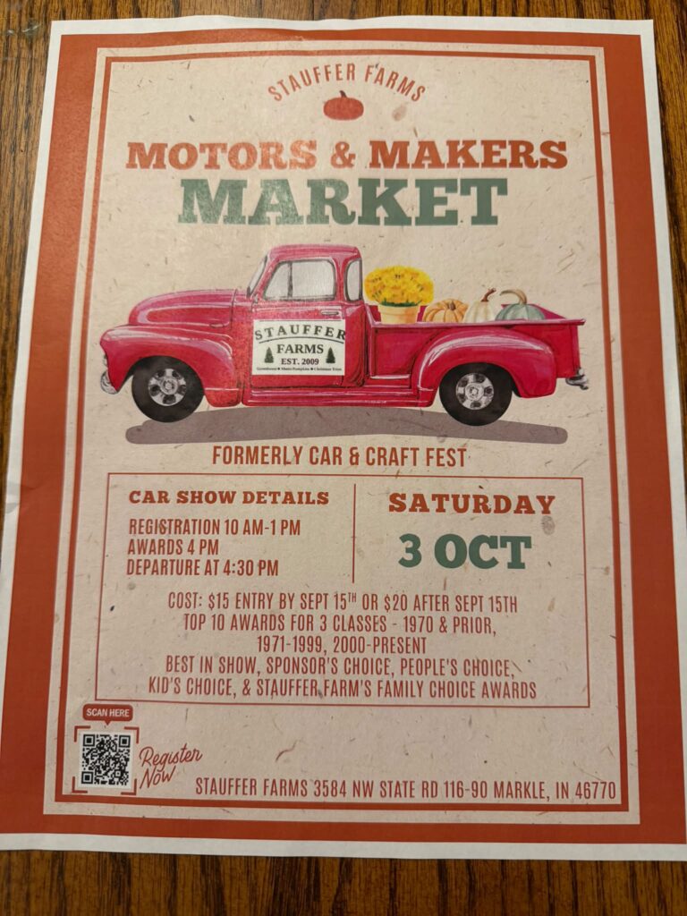 Stauffer Farms Motors & Makers Market car show in Markle, IN