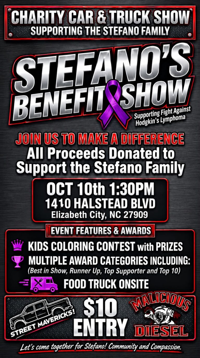 Stefano’s Benefit Car & Truck Show car show in Elizabeth City, NC