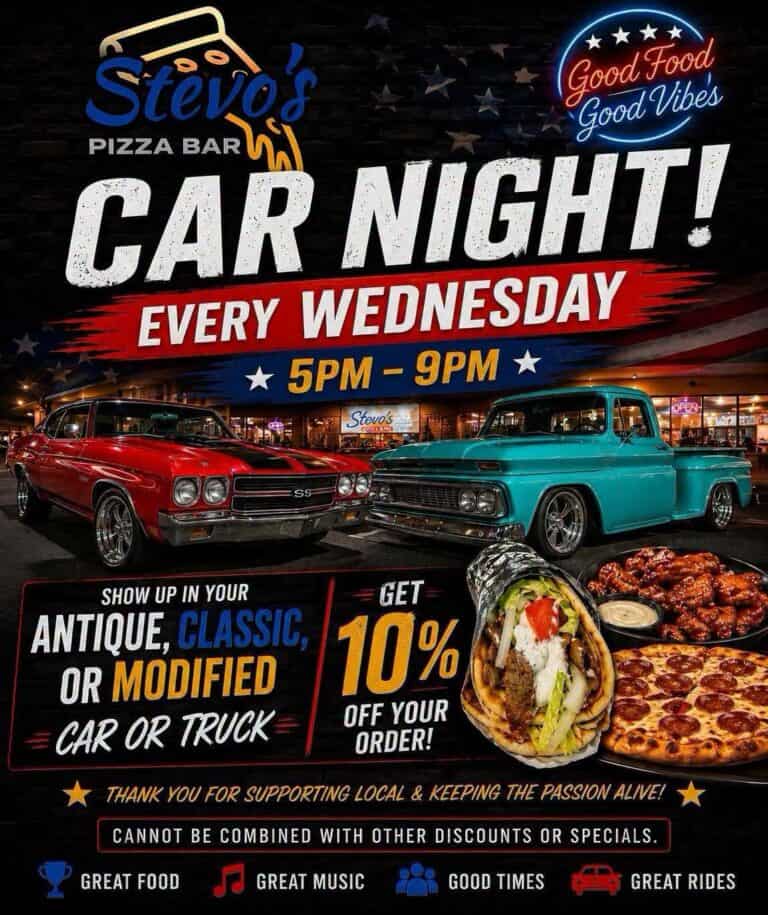 Stevo’s Pizza Bar Car Night car show in Cocoa, FL
