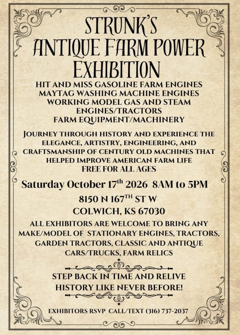 Strunk’s Antique Farm Power Exhibition car show in Colwich, KS