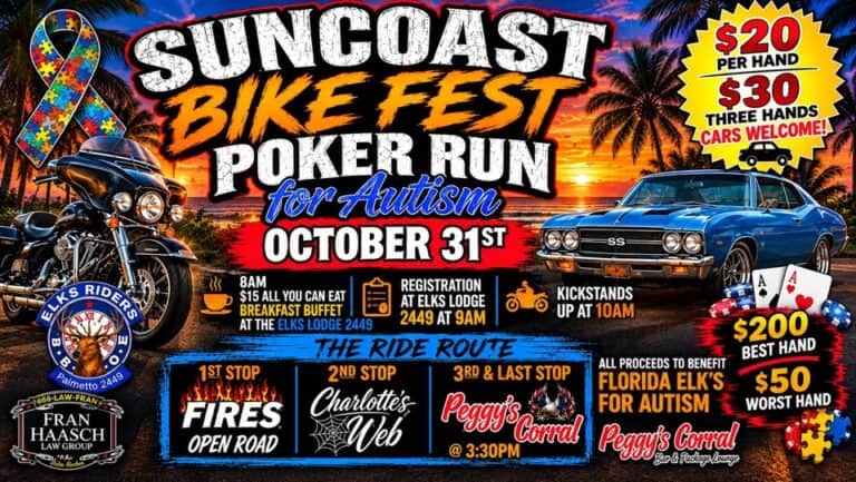Suncoast Bike Fest Poker Run For Autism car show in Palmetto, FL