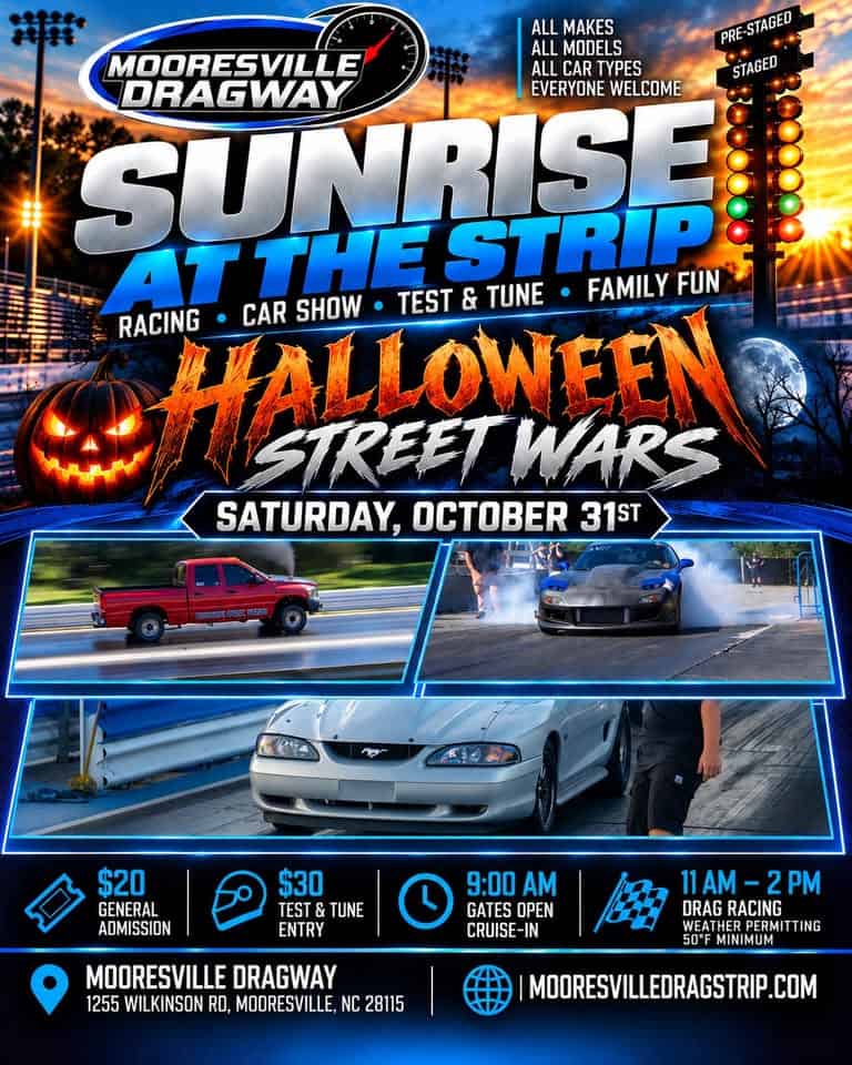 Sunrise At The Strip Halloween Street Wars car show in Mooresville, NC
