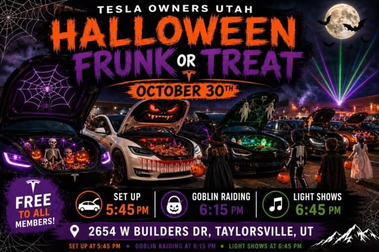 Tesla Owners Utah Halloween Frunk Or Treat car show in Taylorsville, UT
