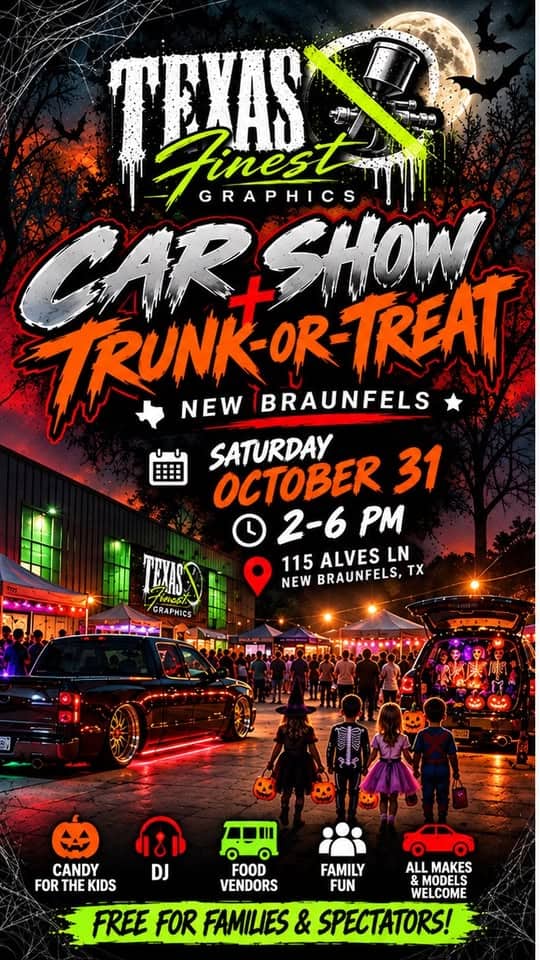 Texas Finest Graphics Car Show + Trunk-Or-Treat car show in New Braunfels, TX