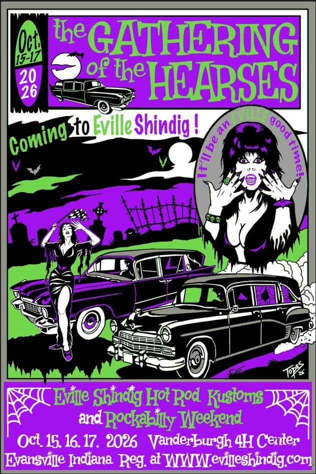 The Gathering of the Hearses car show in Evansville, IN