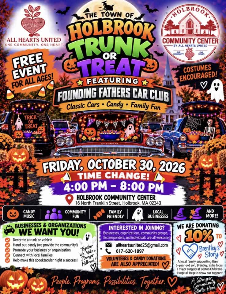 The Town Of Holbrook Trunk Or Treat car show in Holbrook, MA