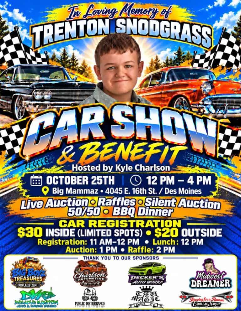 Trenton Snodgrass Car Show & Benefit car show in Des Moines, IA