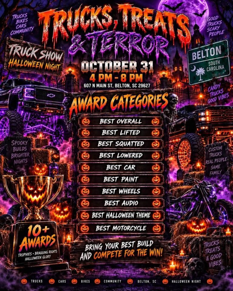 Trucks, Treats & Terror Truck Show Halloween Night car show in Belton, SC