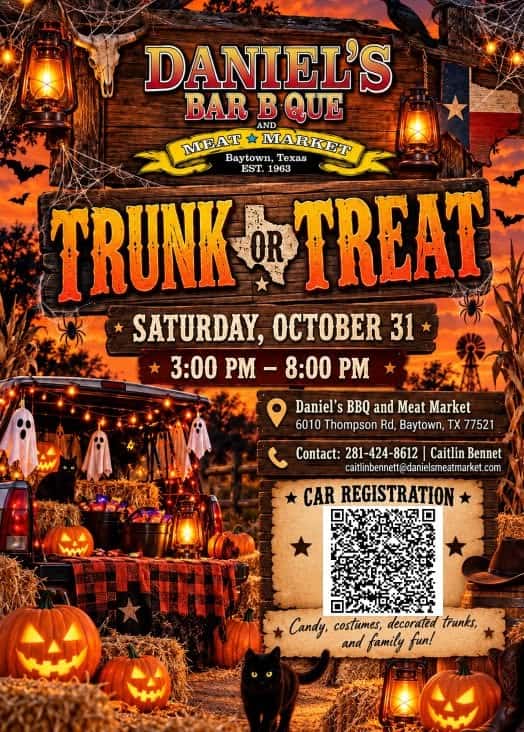 Trunk Or Treat At Daniel’s Meat Market And Restaurant car show in Baytown, TX