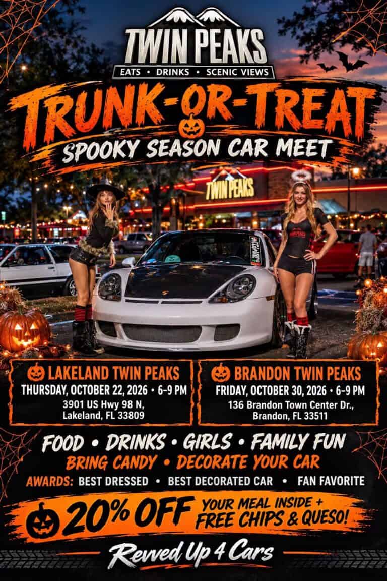 Trunk-Or-Treat Spooky Season Car Meet At Twin Peaks car show in Lakeland, FL