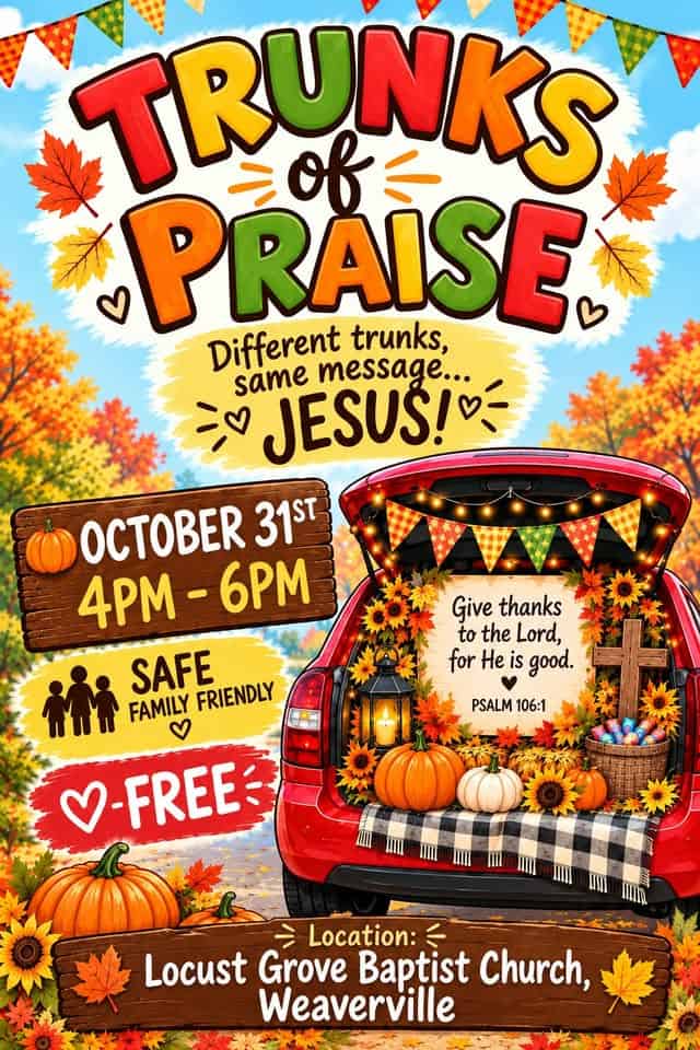 Trunks of Praise at Locust Grove Baptist Church car show in Weaverville, NC