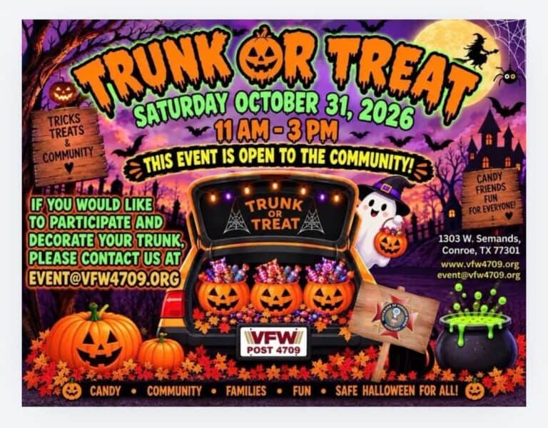 VFW Post 4709 & Auxiliary Trunk or Treat car show in Conroe, TX