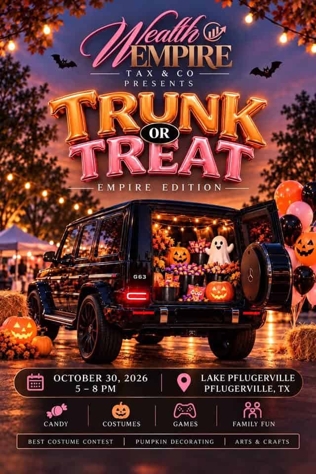 Wealth Empire Tax & Co Presents Trunk or Treat: Empire Edition car show in Pflugerville, TX