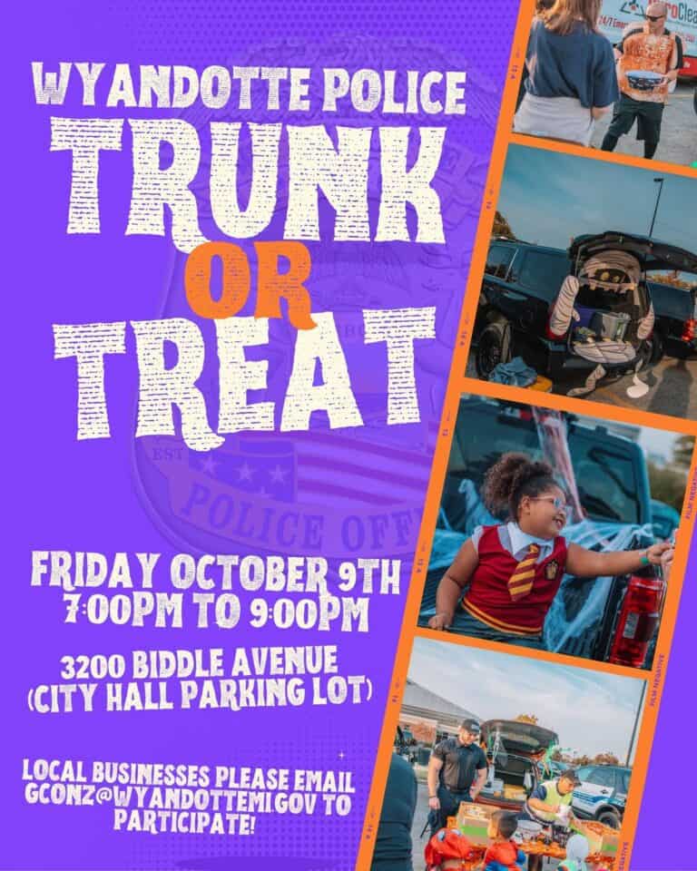 Wyandotte Police Trunk or Treat car show in Wyandotte, MI