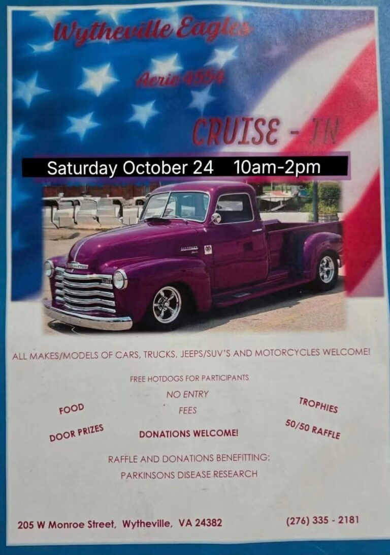 Wytheville Eagles Aerie 4554 Cruise-In car show in Wytheville, VA