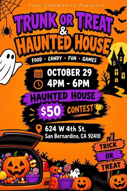 Youthbuild Charter School Trunk or Treat & Haunted House car show in San Bernardino, CA