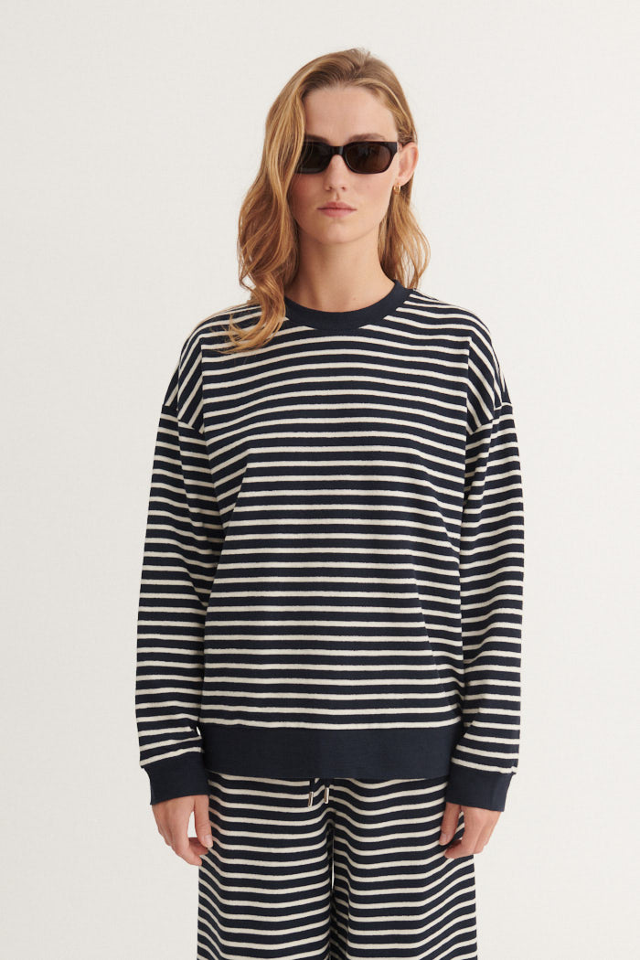 Anneli Oversized LS Sweat – Sky captain / birch   – 100% Cotton (Organic GOTS) – T-shirts