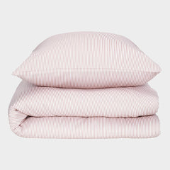 Bambus sengetøj hvid/gammel rosa stribet 140×220
