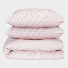Bambus sengetøj hvid/gammel rosa stribet 240×220