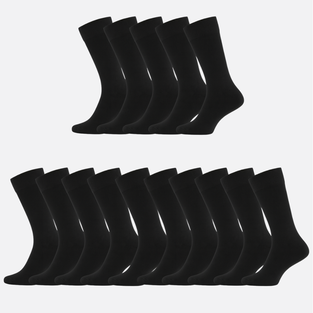 Bambus strømper uden elastik i sort til kvinder 15-pak