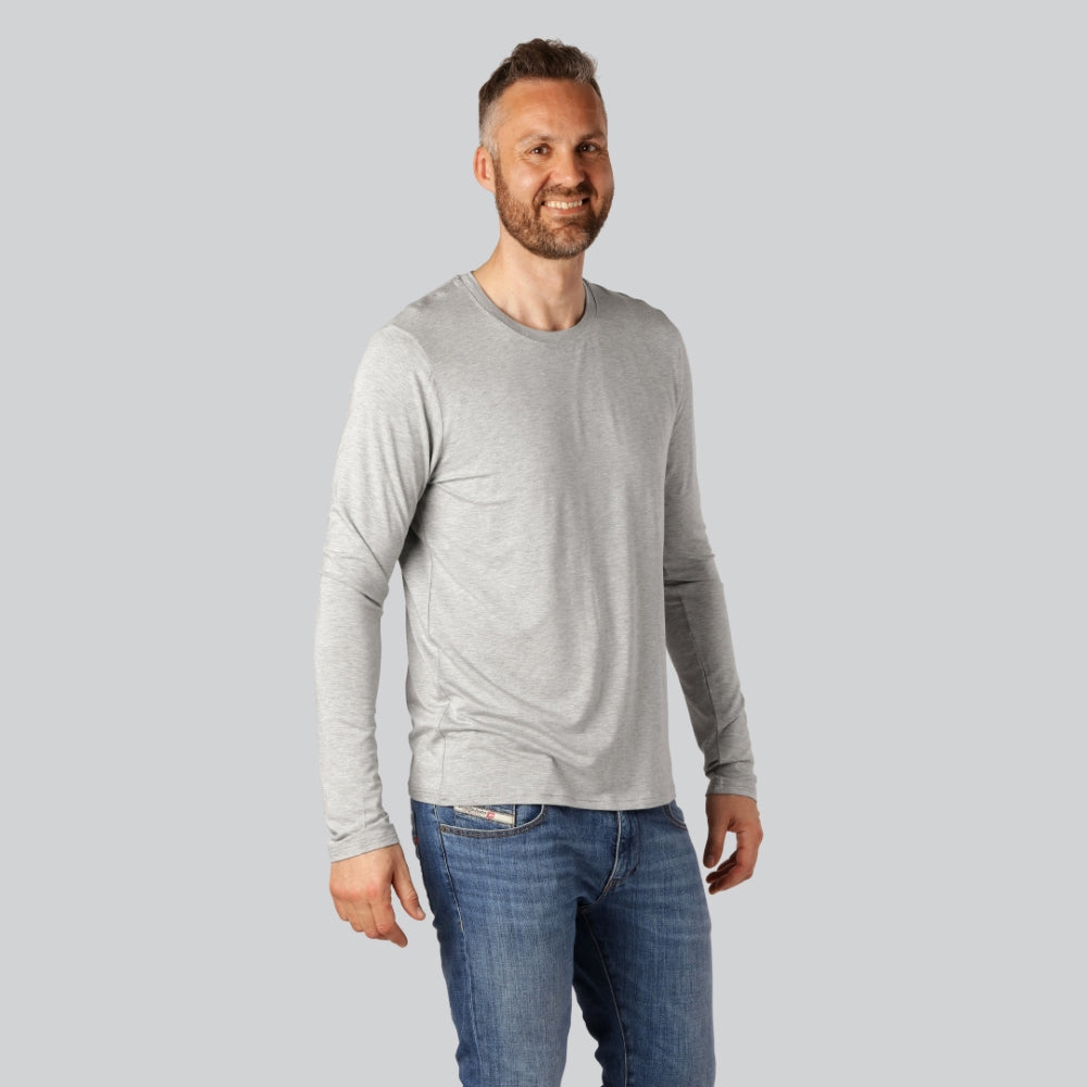 Bambus langærmet t-shirt i lysegrå til mænd