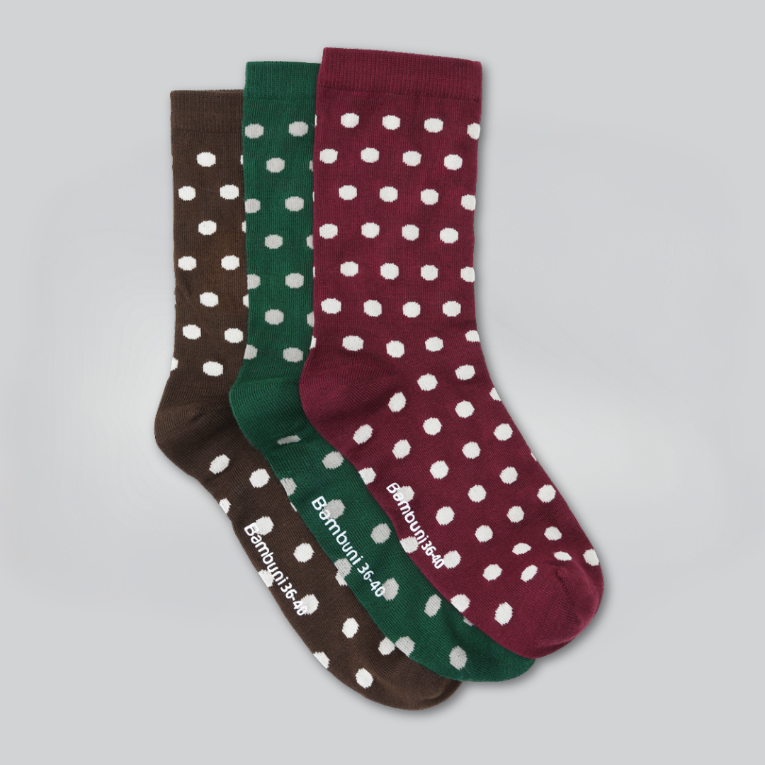 Bambus 3 par prikkede strømper til damer Bambus 3 par prikkede strømper til damer