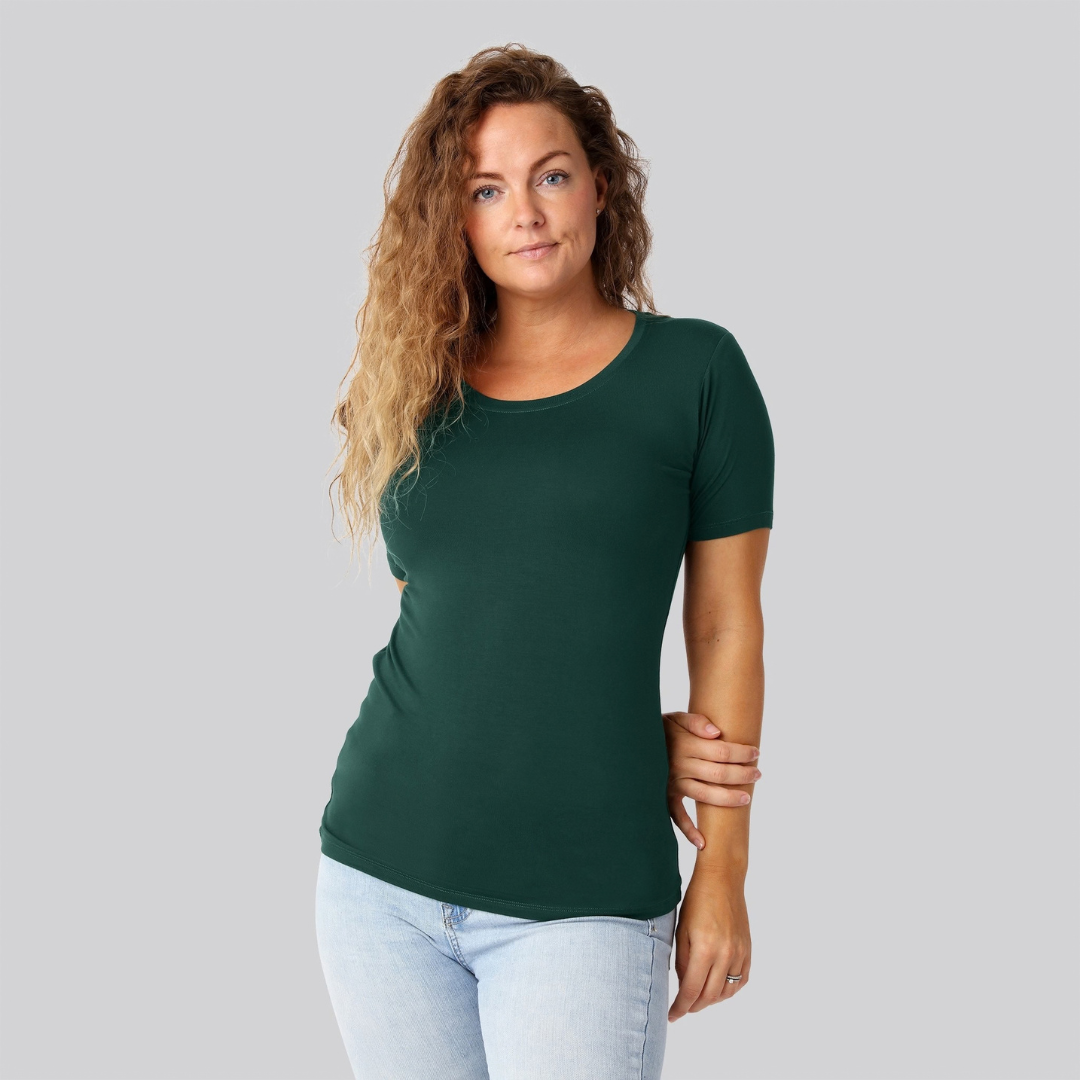 Bambus t-shirt o-hals grøn damer Bambus t-shirt o-hals grøn damer