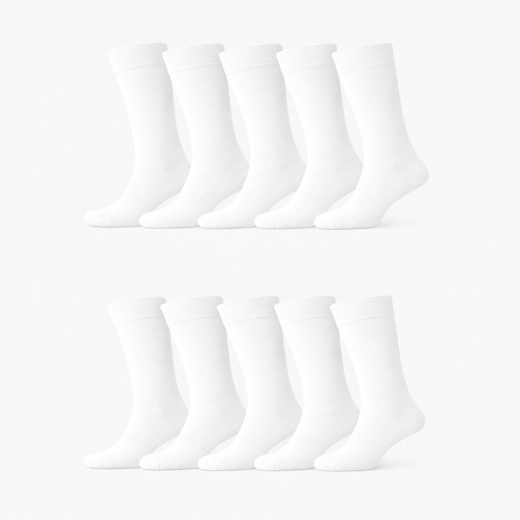 Bambus strømper i hvid til kvinder 10-pak