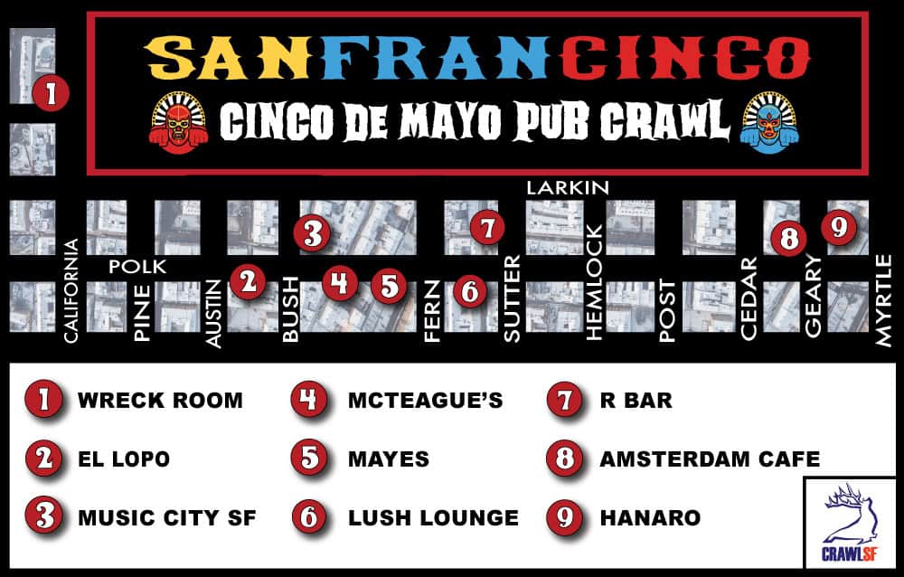 Cinco De Mayo Pub Crawl Map