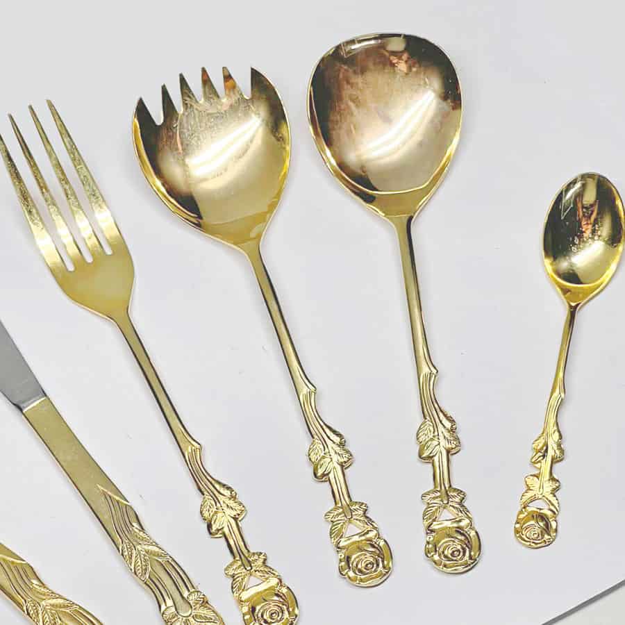 Braber Gold Plated Rose Royal Albert Cutlery Canteen - Clyde On 4th 