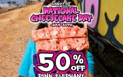 Celebrate National Cheesecake Day with Cookie Plug’s Pink Elephant Cookie