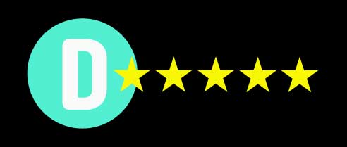 Mint green circle with a white S with five golden stars