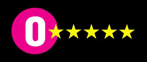 Pink circle with a white O with five golden stars