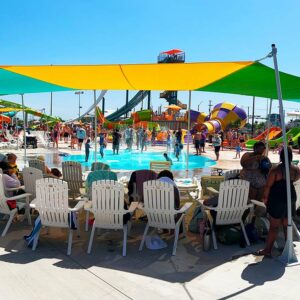 FLX Shade structures with revolutionary FLX Rod technology at Six Flags Hurricane Harbor in Cherry Valley, IL.