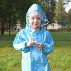 QIAN 2-9 Years Old Fashionable Waterproof Jumpsuit Raincoat Hooded Cartoon Kids One-Piece Rain Coat Tour Children Rain Gear Suit color: Pink|Blue|Yellow  New Arrivals 2020 Fight Coronavirus