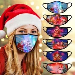 Christmas face Mask. Led Light Up Mask Glowing Christmas Mask Luminous Dust Mask Color Lights Party Rave Mask For Christmas Masquerade Men And Women color: A|B|C|D|E|F|mask bag  Face Masks For Adults New Arrivals Protection Against COVID-19 Face Masks