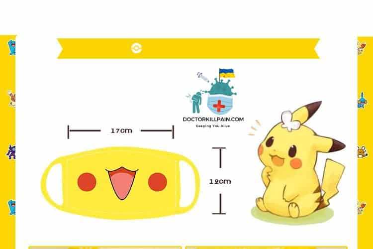 Pokémon Pikachu Face Mask Gender: Unisex  New Arrivals Protection Against COVID-19 Face Masks Face Masks For Adults Safest Face Masks For Kids Best Back to School Face Masks For Kids Best Sellers