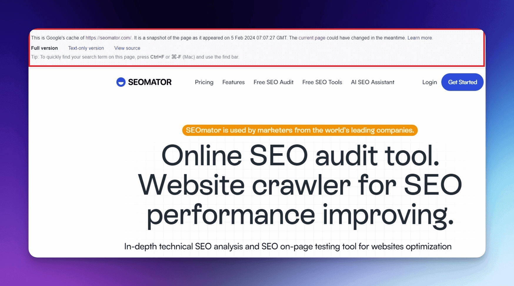 Online SEO audit tool