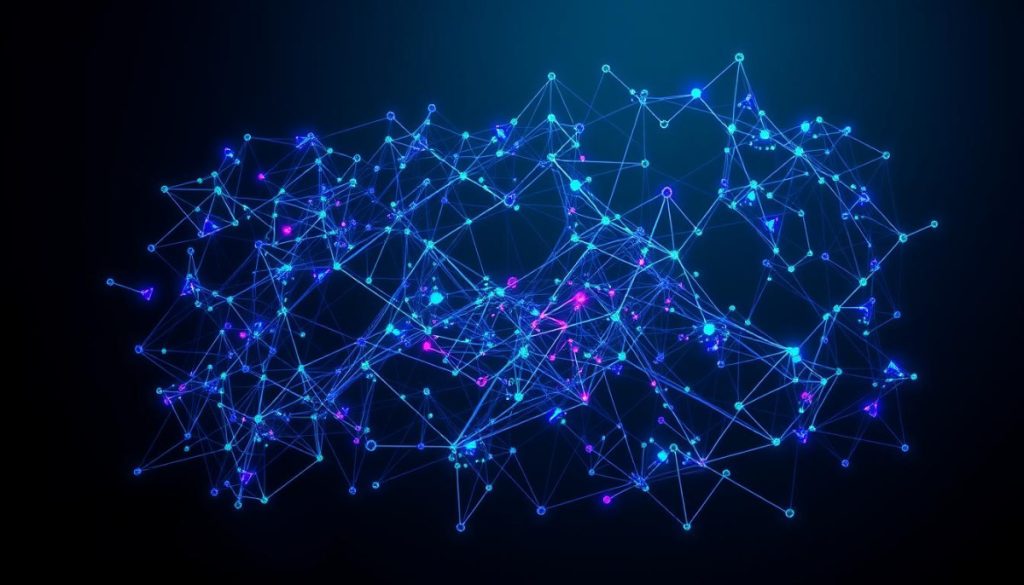 A Sophisticated Data Visualization Dashboard Dominated By An Intricate, Three-Dimensional Network Of Interconnected Nodes And Edges In Shades Of Blue, Green, And Purple. The Nodes Pulsate With Vivid, Animated Data Patterns, Conveying A Sense Of Dynamic, Data-Driven Storytelling. Dramatic Lighting Casts Deep Shadows, Creating A Sense Of Depth And Mystery. The Backdrop Is A Minimalist, Yet Elegant, Dark Grey Environment, Allowing The Data Visualization To Take Center Stage. The Overall Composition Is Balanced, Visually Striking, And Evokes A Sense Of Innovation, Technology, And The Power Of Data-Driven Insights.
