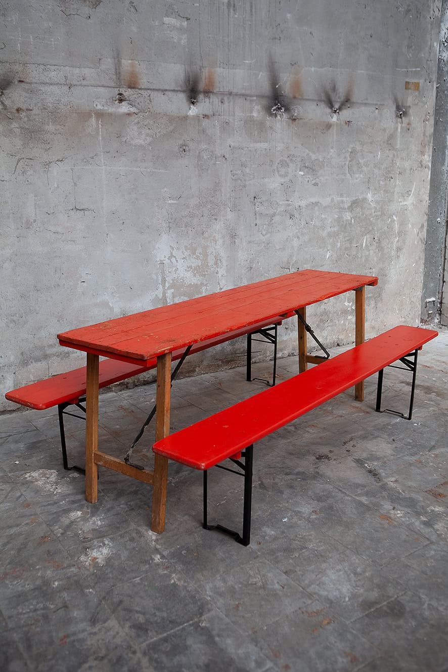 Vintage Biertafel Rood + banken