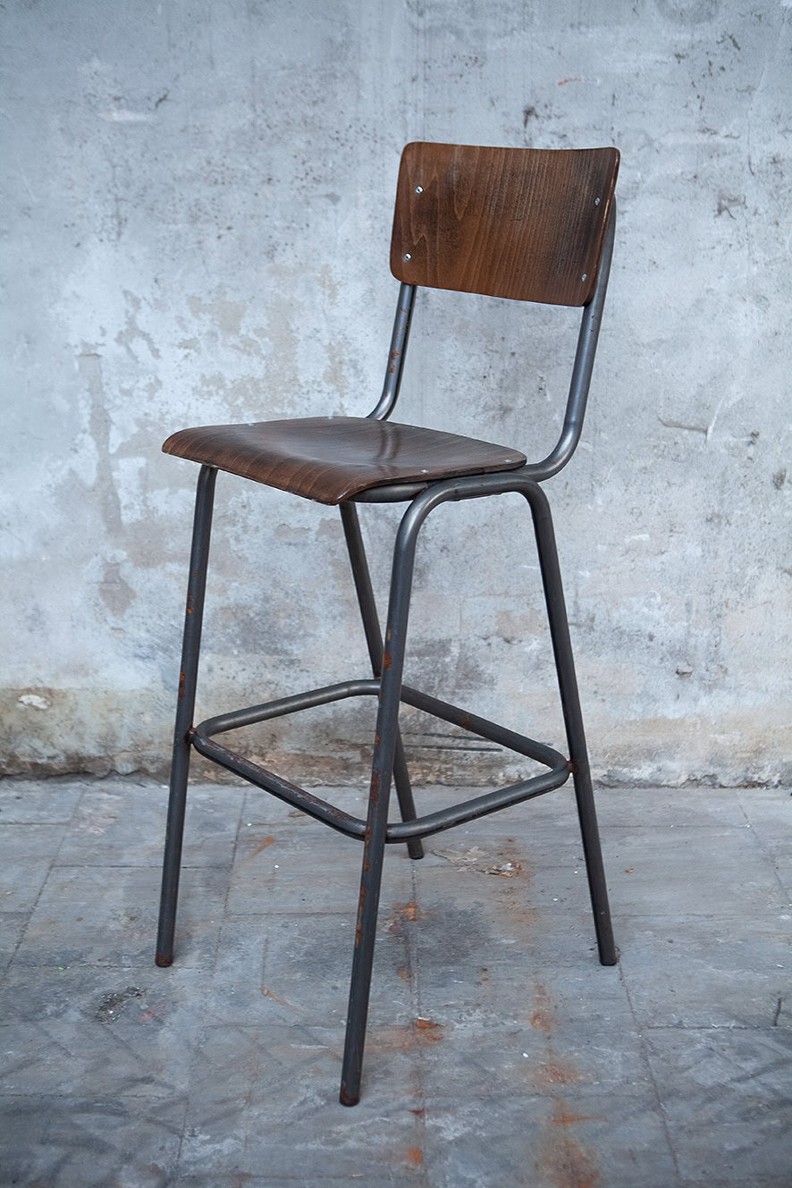 Barkruk vintage met rugleuning