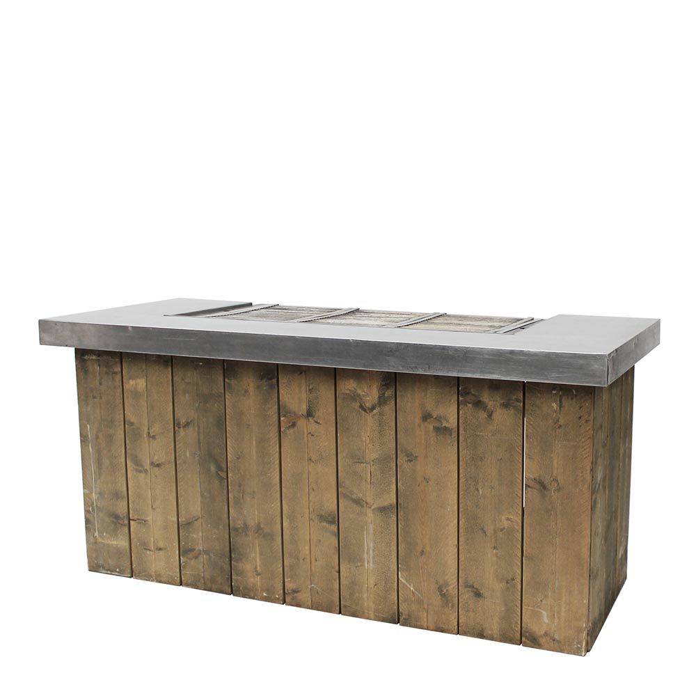 Klapbuffet steigerhout met barbecue, op gas