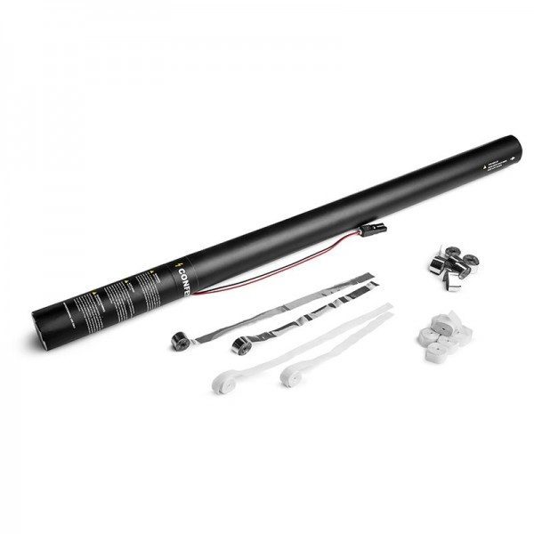 Electric cannon streamer metallic 80cm wit-zilver