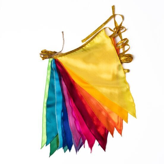 Vlaggenlijn Satijn Regenboog Goud (10m)