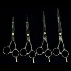 Tijeras Raugcci Línea Profesional Titanium Corte Microdentadas Negra 5,5 Pulgadas