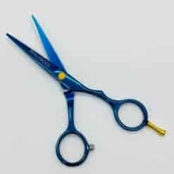 Tijeras profesionales Raugcci Titanium azul para corte de cabello.